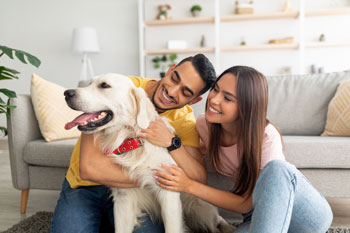 Couple with Dog in Home