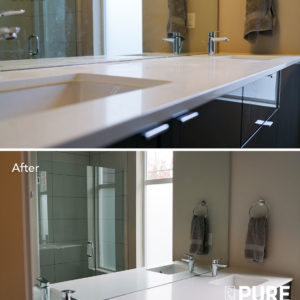 Seattle Home Cleaning Modern Bathroom Before and After white Countertop