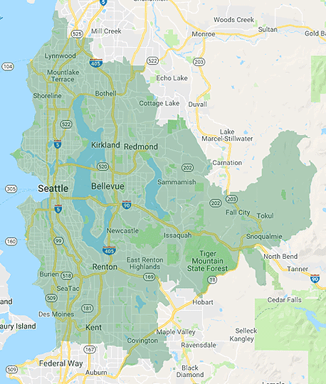 Map of Seattle House Cleaning Service Area