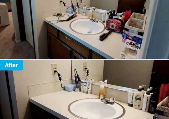 Home Cleaning Green Bathroom Sink