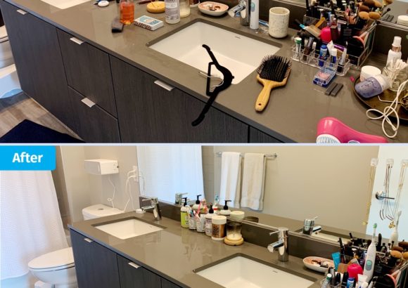 Seattle House Cleaning Modern Bathroom Before and Afternoon