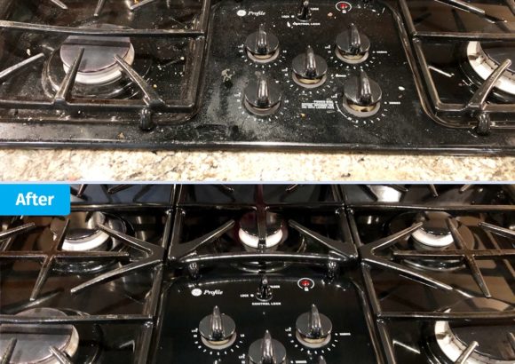 Renton Home Cleaning Hob Stovetop Scrubbing Before and After