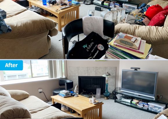 Bellevue Home Cleaning Living Room Organizing Before and After