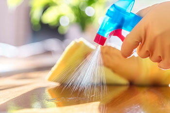 Cleaner Sprays Surface to Clean