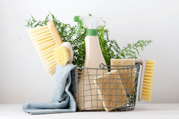 Cleaning Supplies in Basket