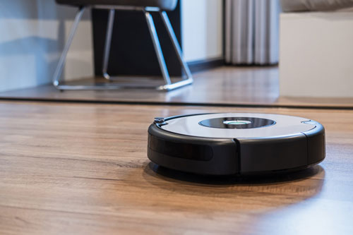 Robot Vacuum on Hardwood Floor